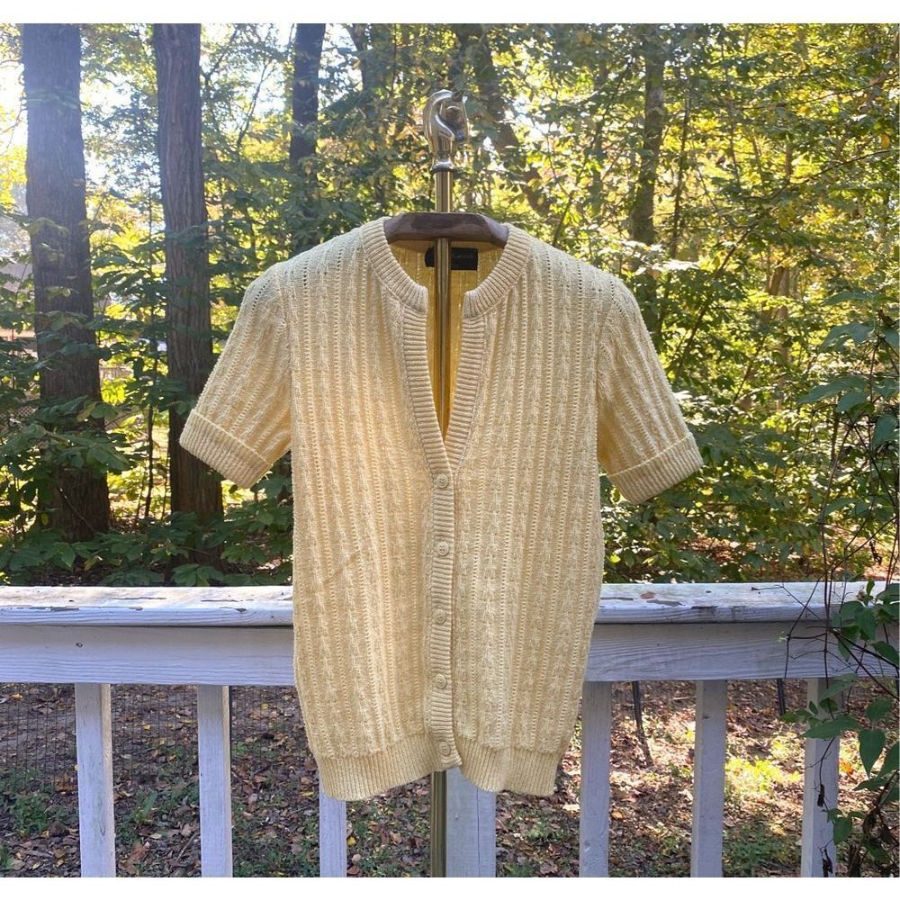 Vintage 60s James Kenrob by Dalton Yellow Knit Button Up Top